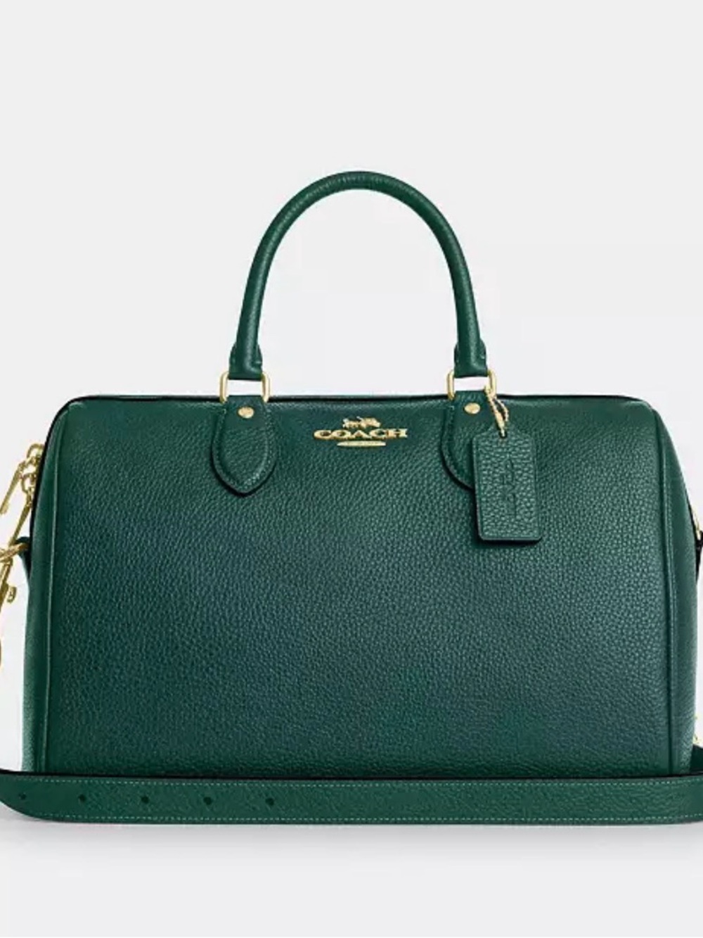 Coach Green Pebbled Leather Satchel Bag with medium snap wallet